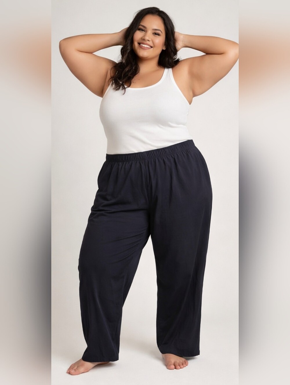 Boca Bay Plus-Size 100% Rayon Black Pull-On Wide Leg Pants 4X